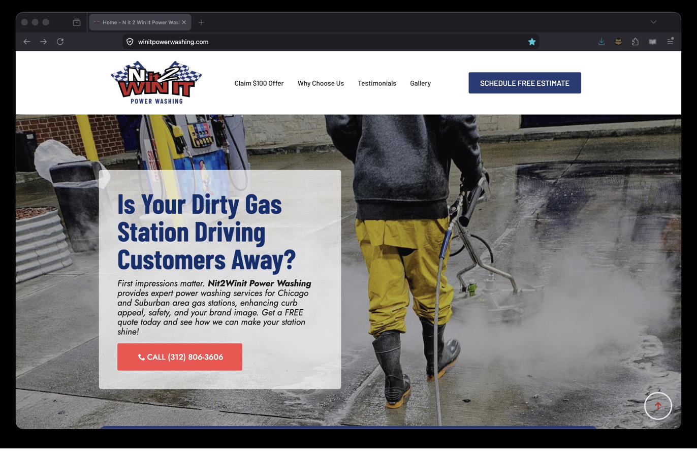 Win It Power Washing Website